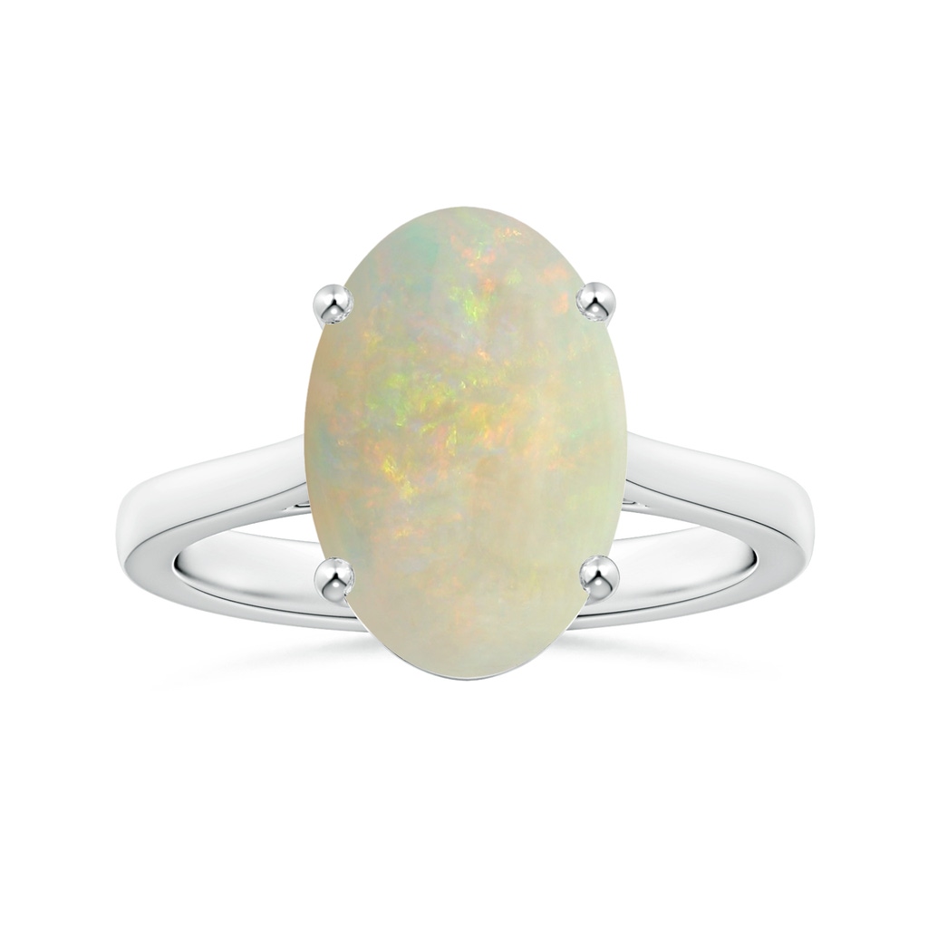 14.26x10.30x4.76mm A Prong-Set GIA Certified Solitaire Oval Opal Reverse Tapered Shank Ring in White Gold