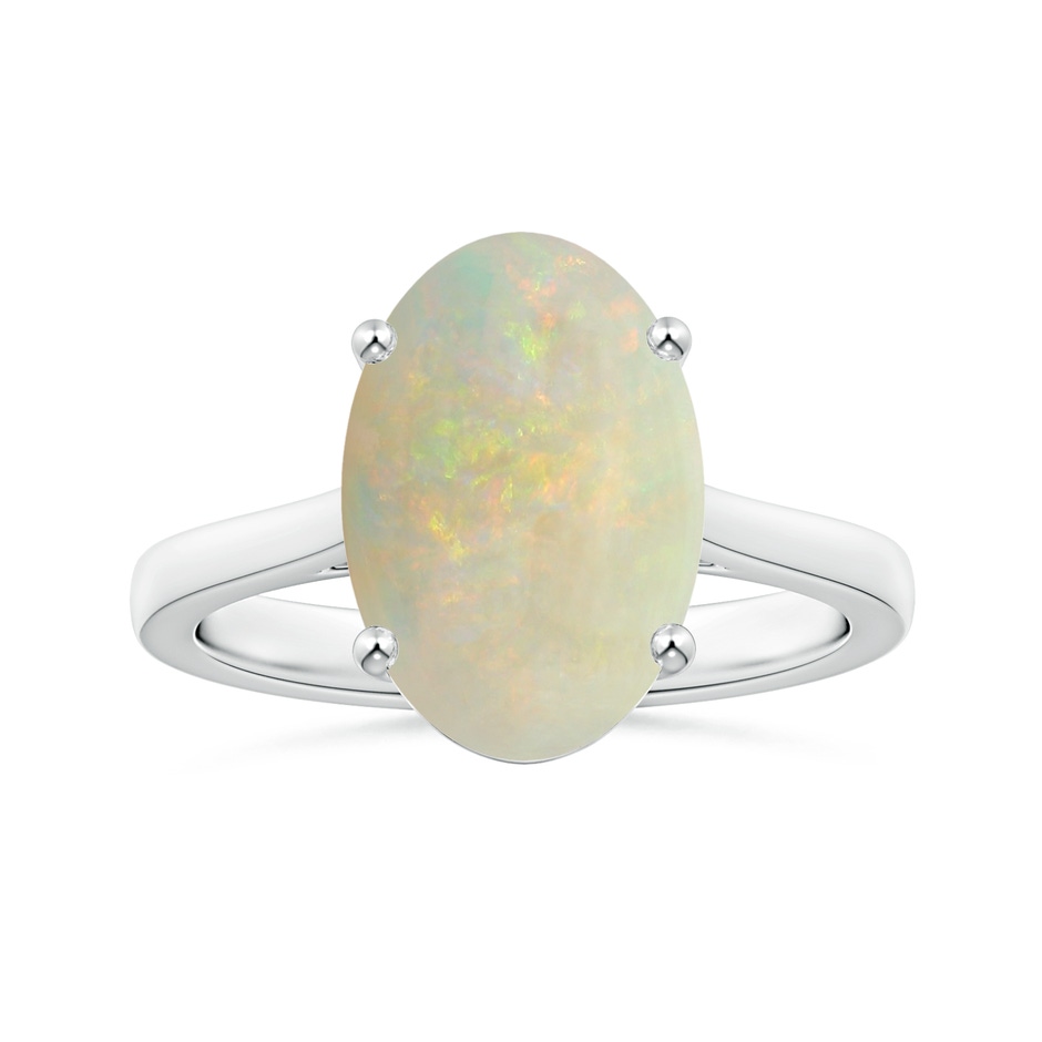 14.26x10.30x4.76mm A Prong-Set GIA Certified Solitaire Oval Opal Reverse Tapered Shank Ring in White Gold 