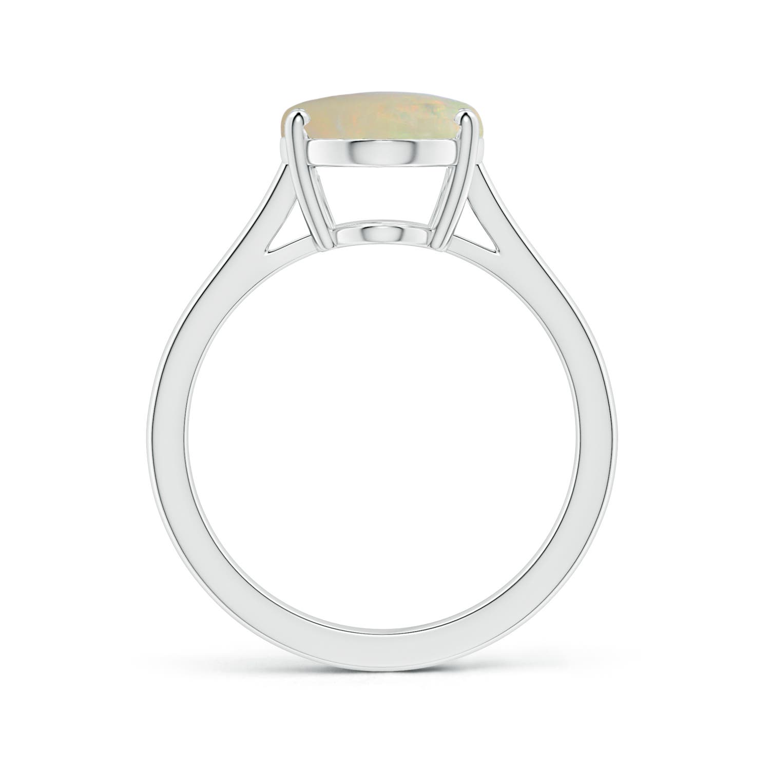 14.26x10.30x4.76mm A Prong-Set GIA Certified Solitaire Oval Opal Reverse Tapered Shank Ring in White Gold