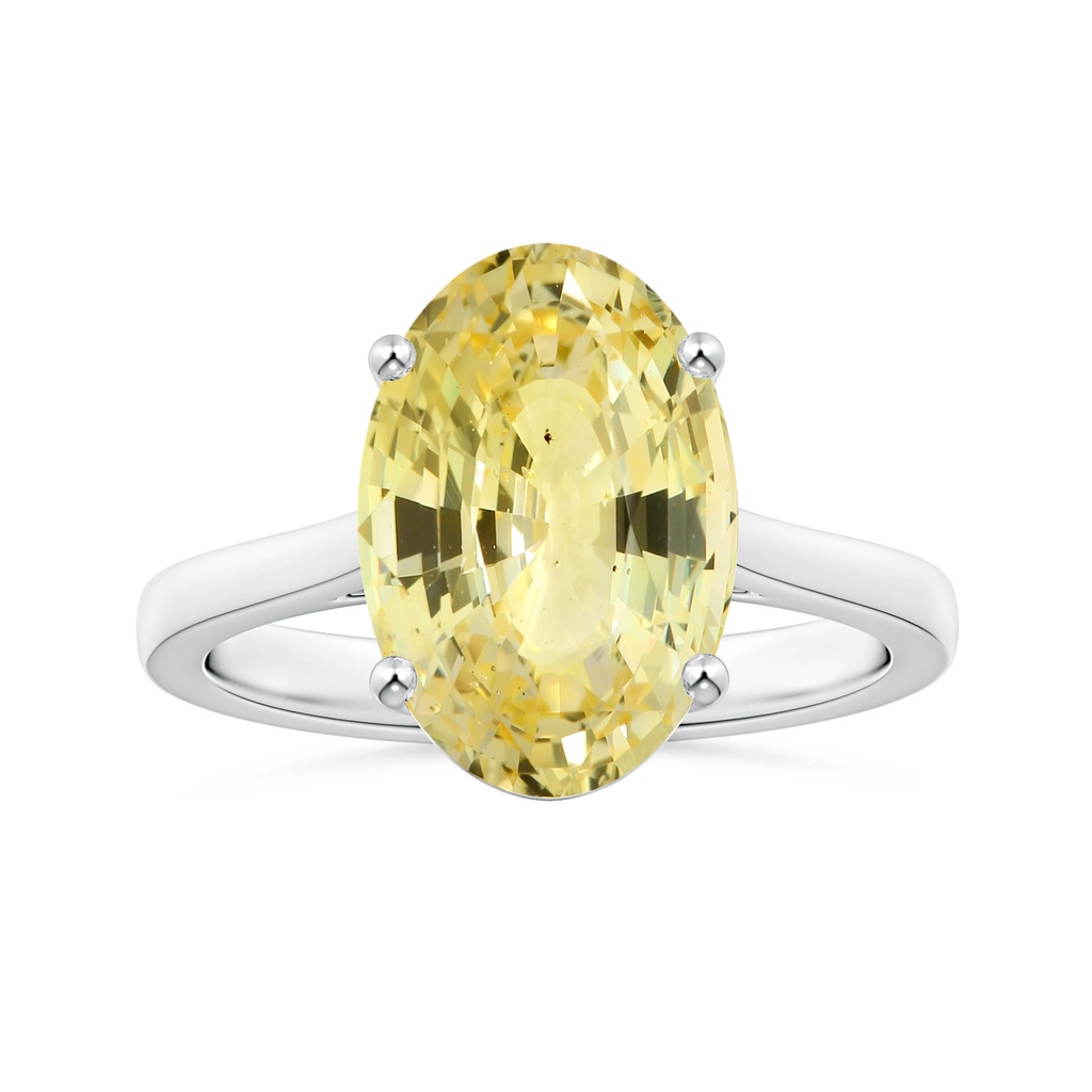 13.60x10.18x6.84mm AAA Prong-Set GIA Certified Oval Yellow Sapphire Solitaire Reverse Tapered Shank Ring in 18K White Gold
