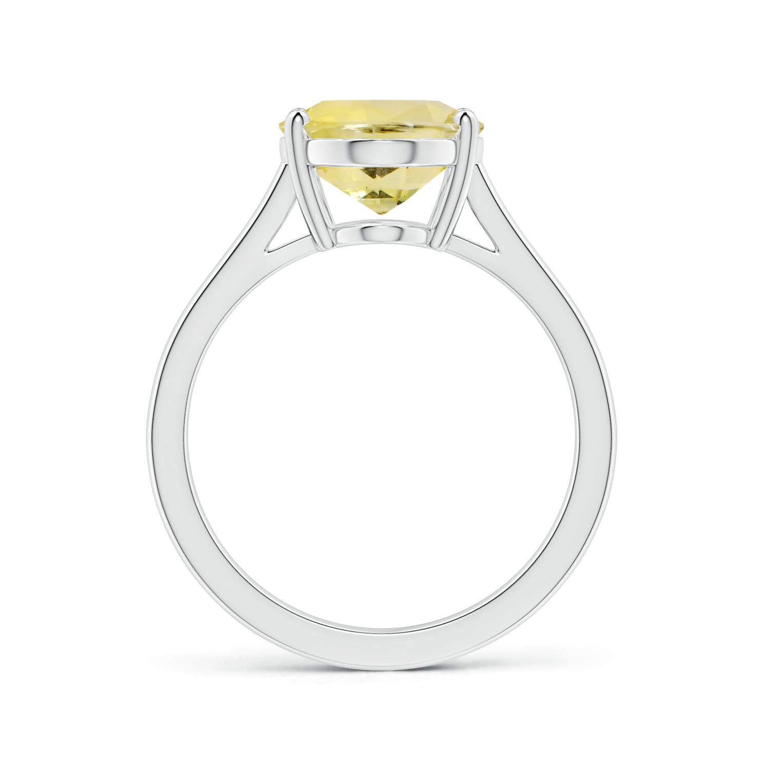 13.60x10.18x6.84mm AAA Prong-Set GIA Certified Oval Yellow Sapphire Solitaire Reverse Tapered Shank Ring in 18CT White Gold - side 2