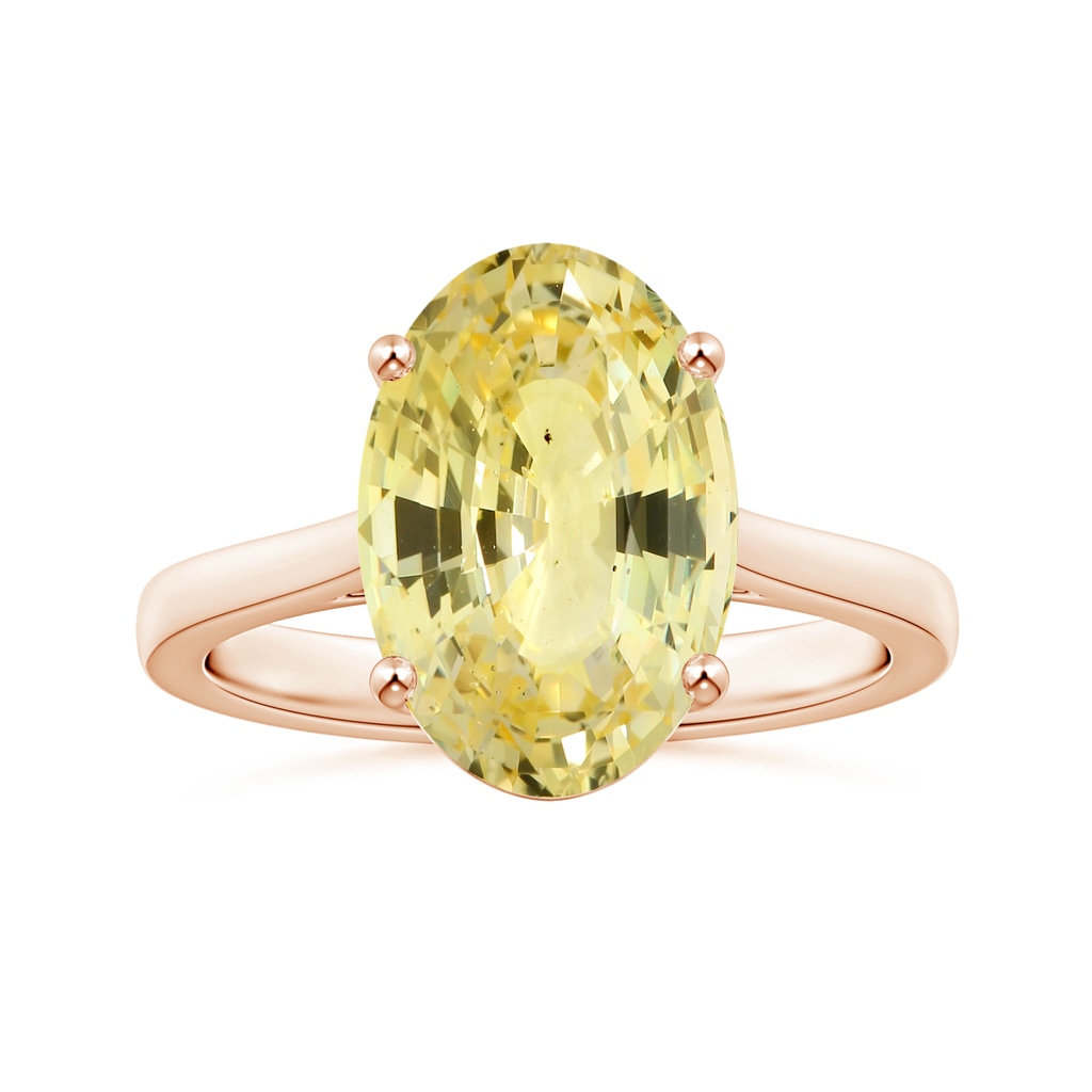 13.60x10.18x6.84mm AAA Prong-Set GIA Certified Oval Yellow Sapphire Solitaire Reverse Tapered Shank Ring in Rose Gold
