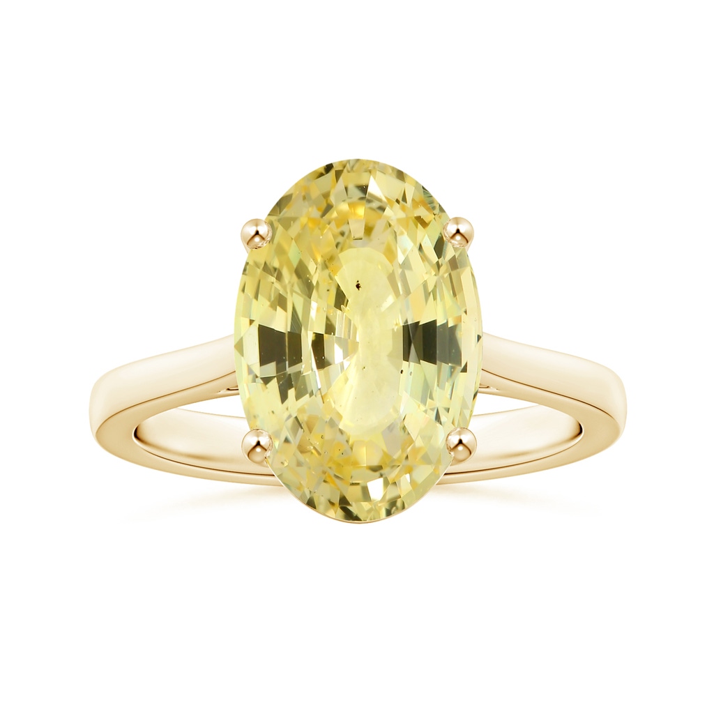 13.60x10.18x6.84mm AAA Prong-Set GIA Certified Oval Yellow Sapphire Solitaire Reverse Tapered Shank Ring in Yellow Gold