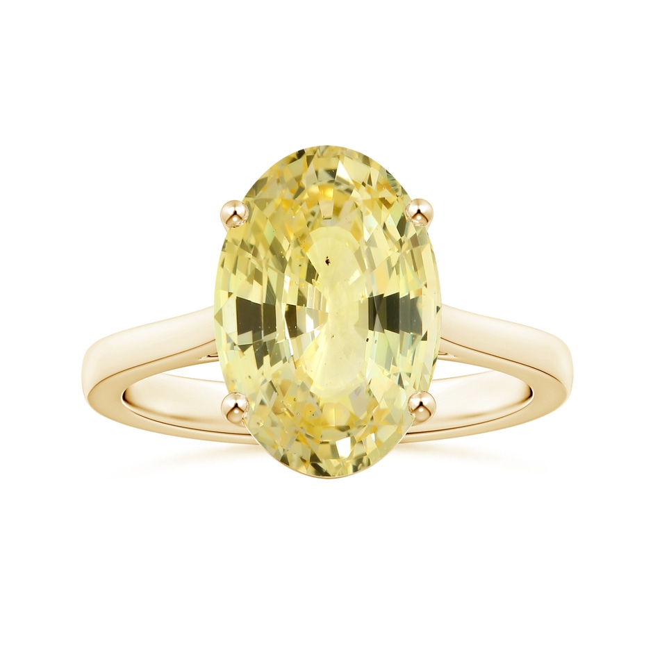 13.60x10.18x6.84mm AAA Prong-Set GIA Certified Oval Yellow Sapphire Solitaire Reverse Tapered Shank Ring in Yellow Gold 