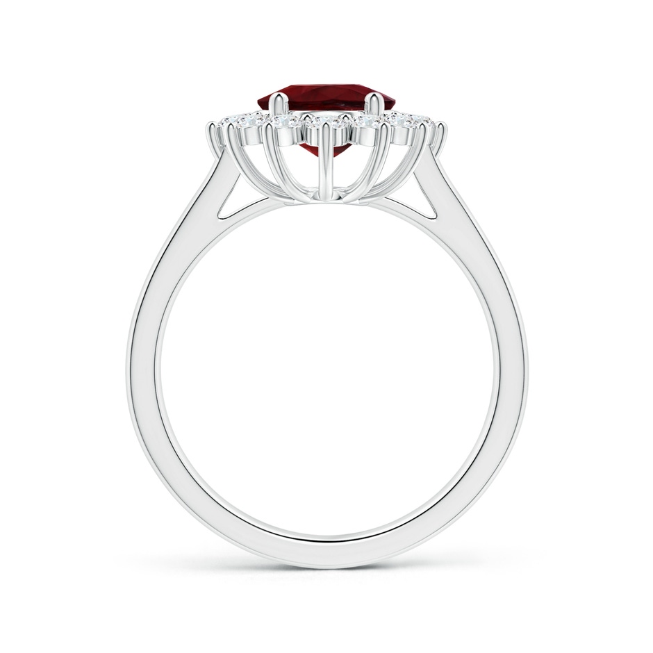 9.2x6.9mm AAAA Princess Diana Inspired GIA Certified Oval Ruby Halo Ring with Reverse Tapered Shank in 18K White Gold side-1