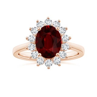 9.2x6.9mm AAAA Princess Diana Inspired GIA Certified Oval Ruby Halo Ring with Reverse Tapered Shank in Rose Gold