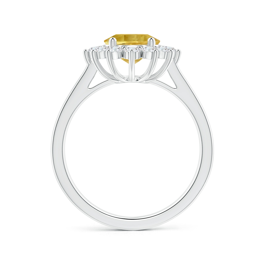 9.08x7.00x3.98mm AAAA Princess Diana Inspired Oval Yellow Sapphire Reverse Tapered Shank Ring with Halo in White Gold Side 199