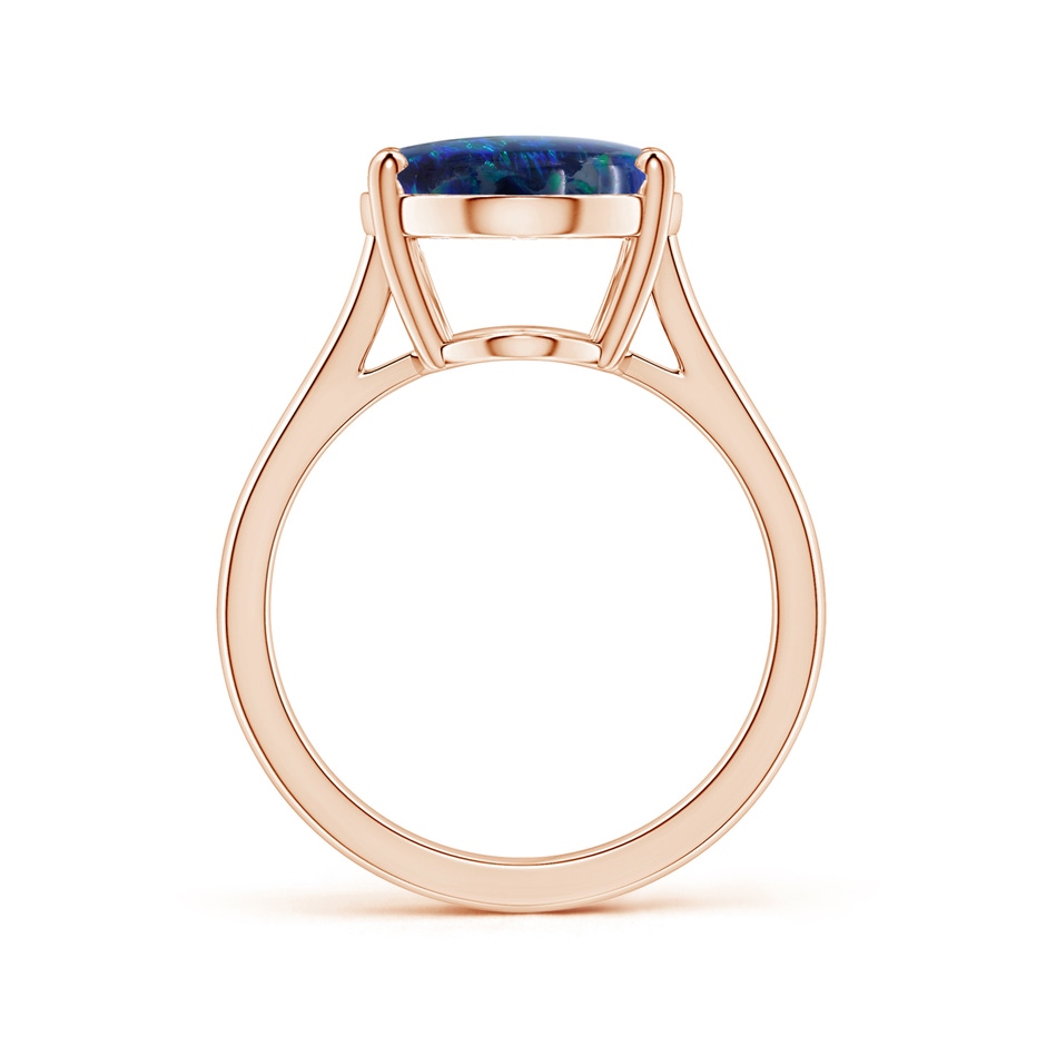 17.13x11.46x5.20mm AAA Prong-Set GIA Certified Oval Black Opal Ring with Reverse Tapered Shank in Rose Gold side-1