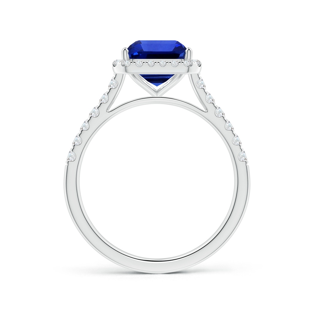 9.83x7.72x5.29mm AAAA GIA Certified Emerald-Cut Blue Sapphire Halo Ring with Diamonds in White Gold Side 199