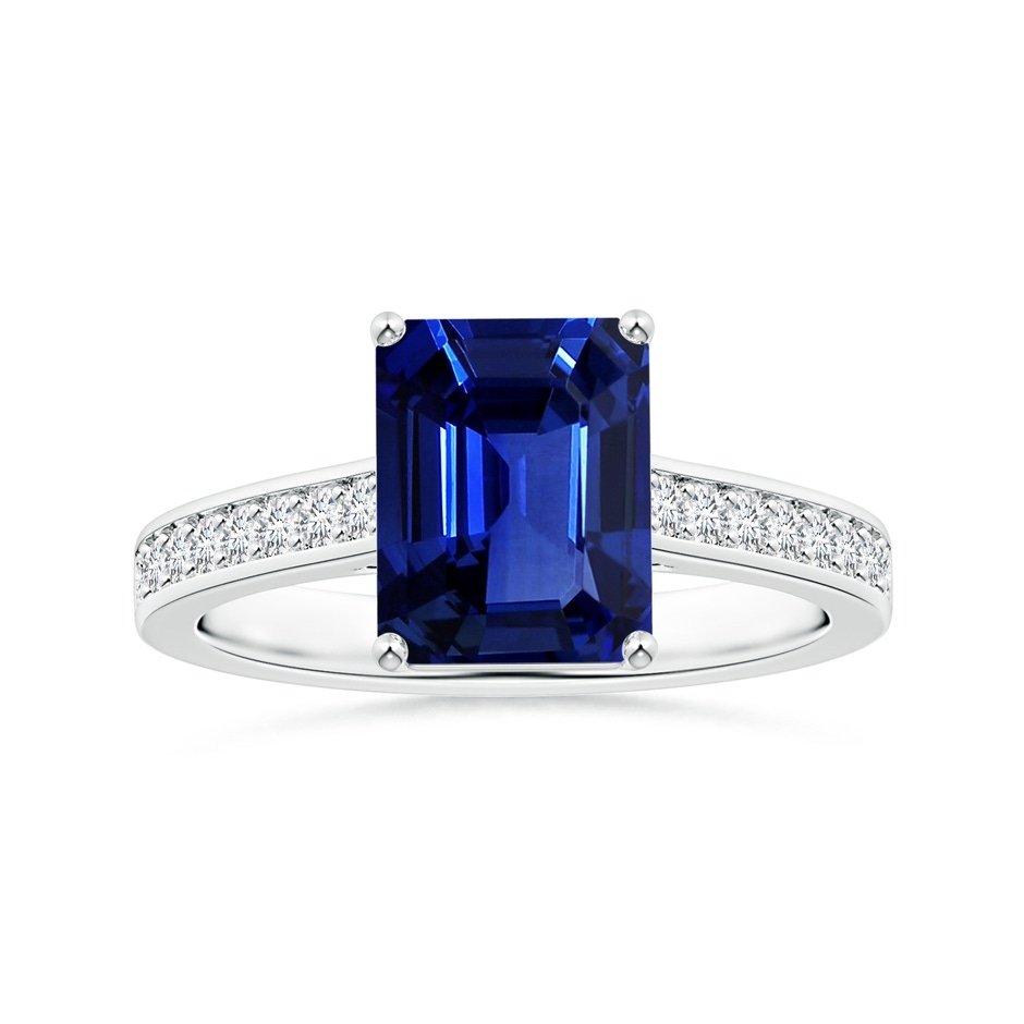 9.83x7.72x5.29mm AAAA Prong-Set GIA Certified Emerald-Cut Sapphire Ring with Diamonds in White Gold 