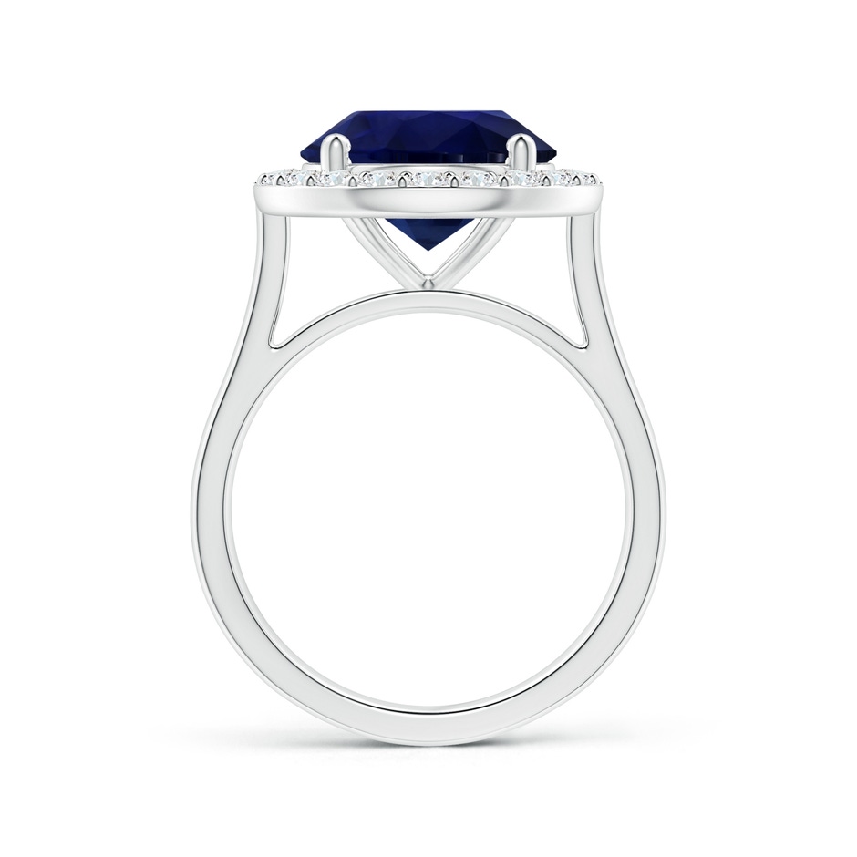 11.04x10.98x6.92mm AA GIA Certified Round Blue Sapphire Ring with Single Diamond Halo in 18K White Gold side-1