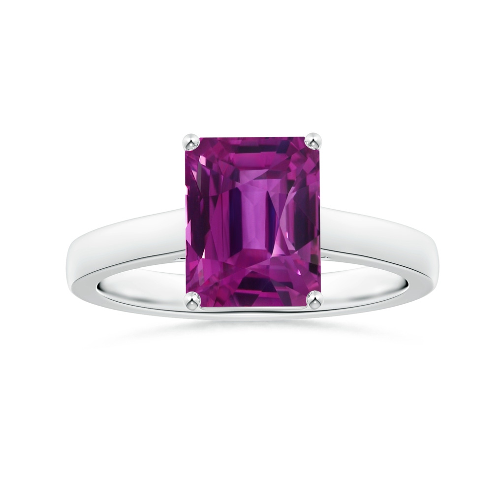 9.20x6.72x5.84mm AAAA Prong-Set GIA Certified Emerald-Cut Pink Sapphire Solitaire Ring in 18K White Gold