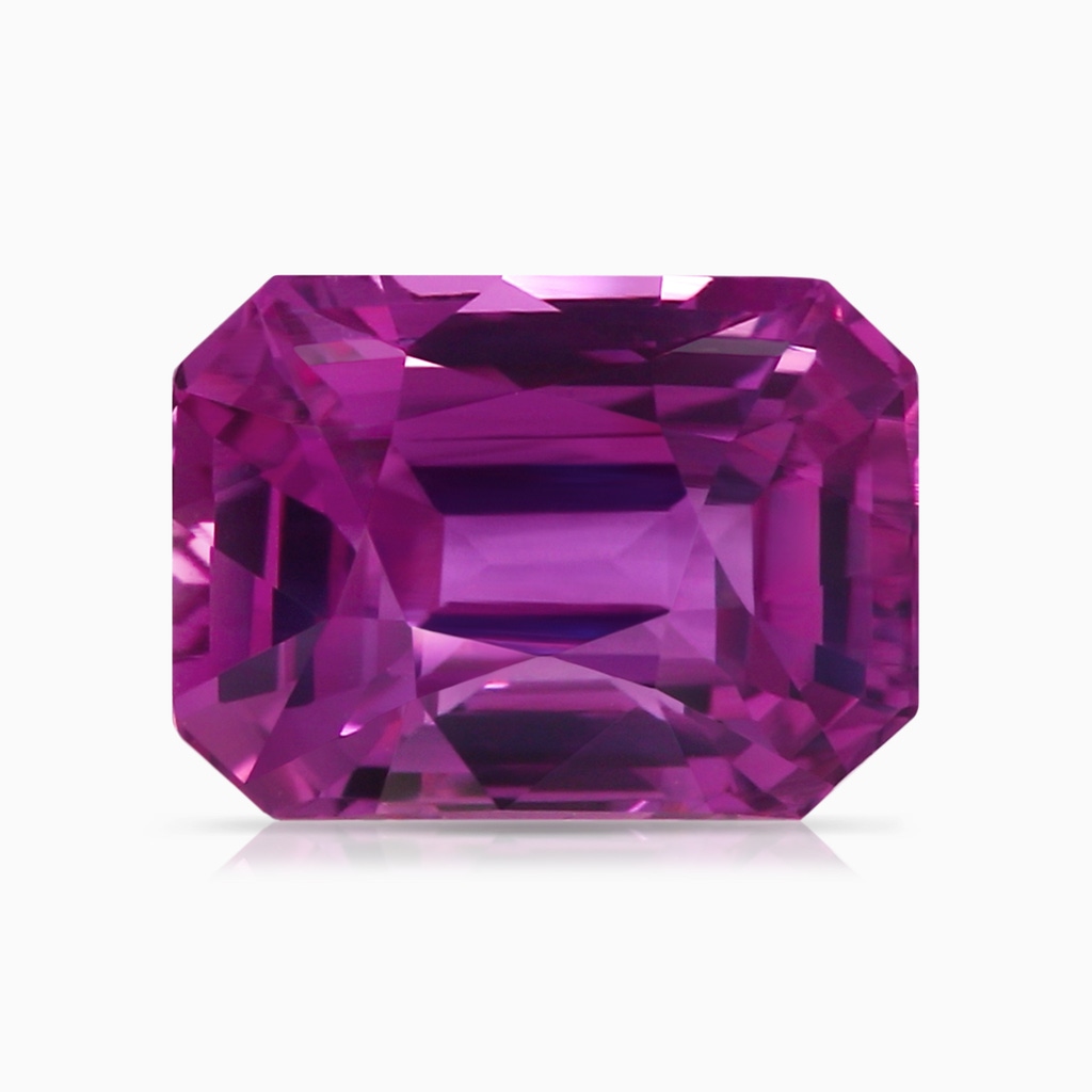 9.20x6.72x5.84mm AAAA Prong-Set GIA Certified Emerald-Cut Pink Sapphire Solitaire Ring in 18K White Gold Stone