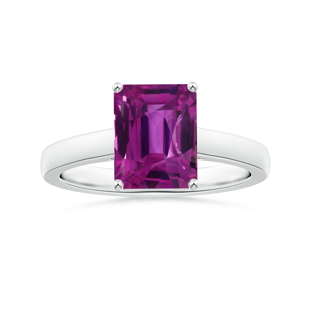 9.20x6.72x5.84mm AAAA Prong-Set GIA Certified Emerald-Cut Pink Sapphire Solitaire Ring in P950 Platinum
