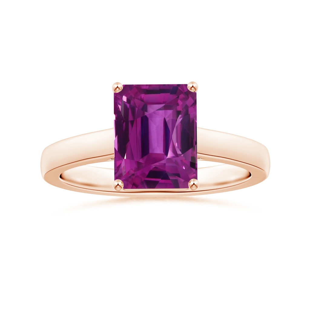 9.20x6.72x5.84mm AAAA Prong-Set GIA Certified Emerald-Cut Pink Sapphire Solitaire Ring in Rose Gold
