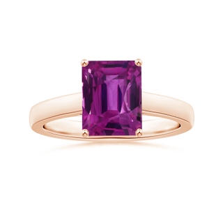 9.20x6.72x5.84mm AAAA Prong-Set GIA Certified Emerald-Cut Pink Sapphire Solitaire Ring in Rose Gold