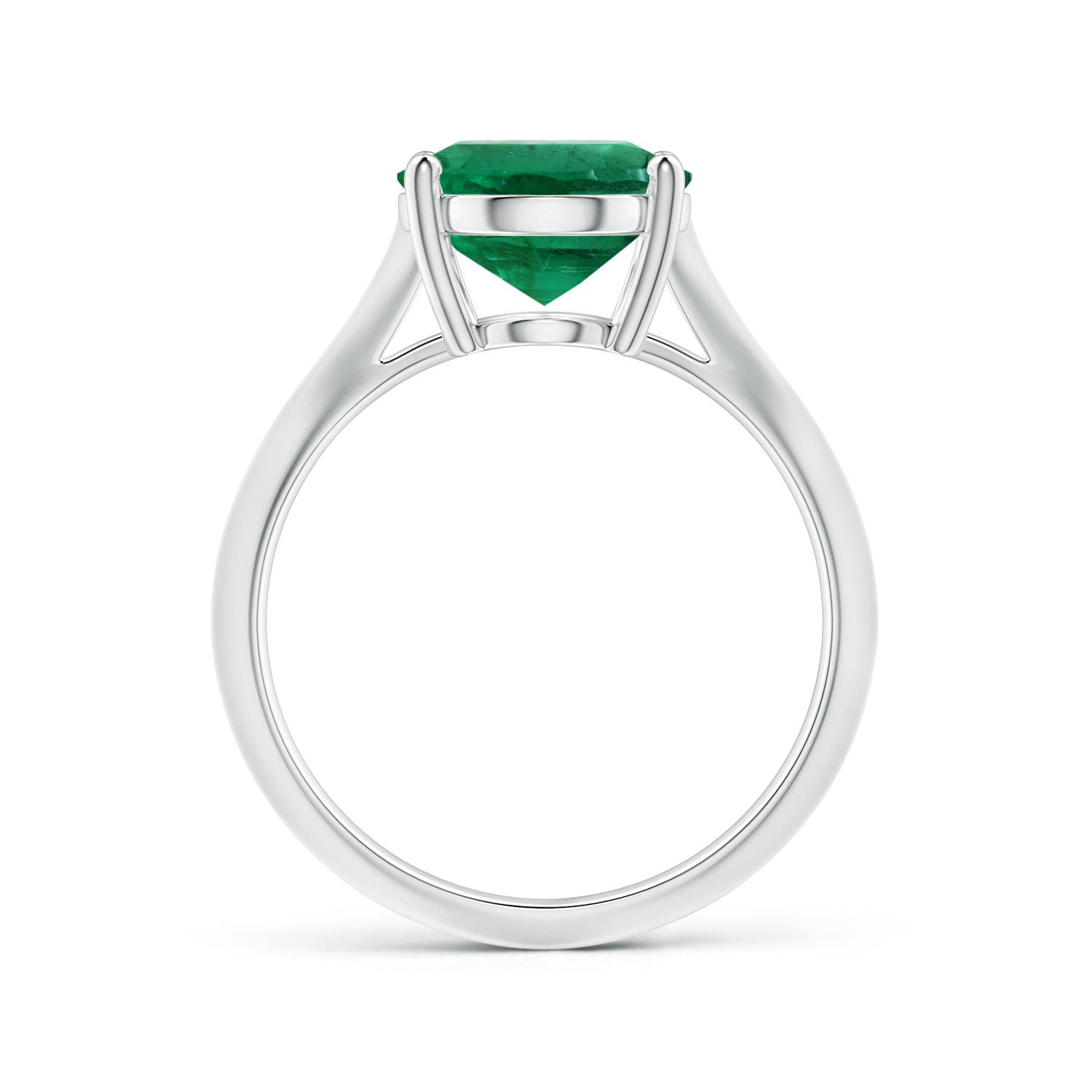 12.5x10mm AAA Prong-Set GIA Certified Solitaire Oval Emerald Knife-Edge Shank Ring in 18CT White Gold - side 2