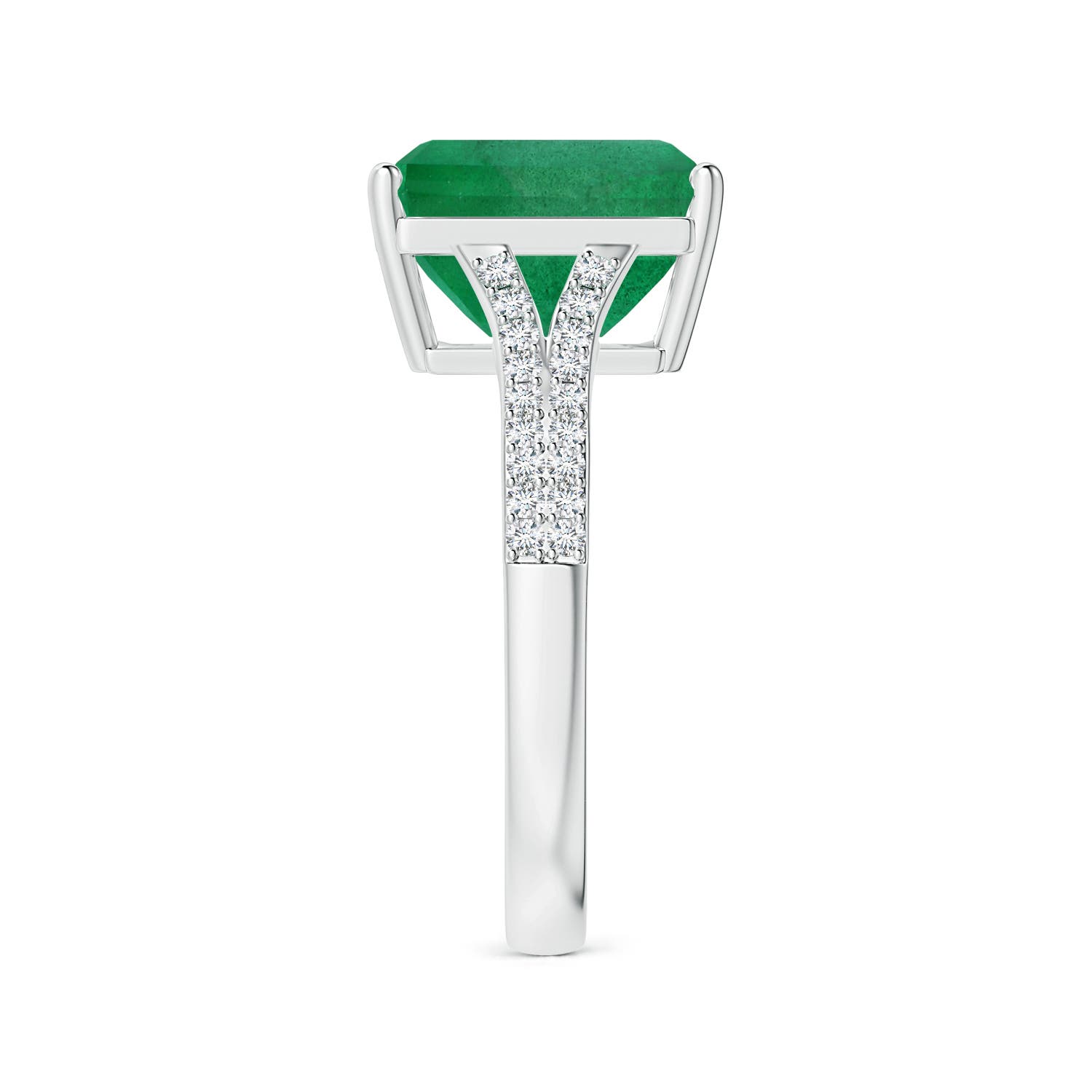 13.32x9.44x6.88mm AA GIA Certified Emerald-Cut Emerald Split Shank Ring with Diamonds in White Gold - side 5