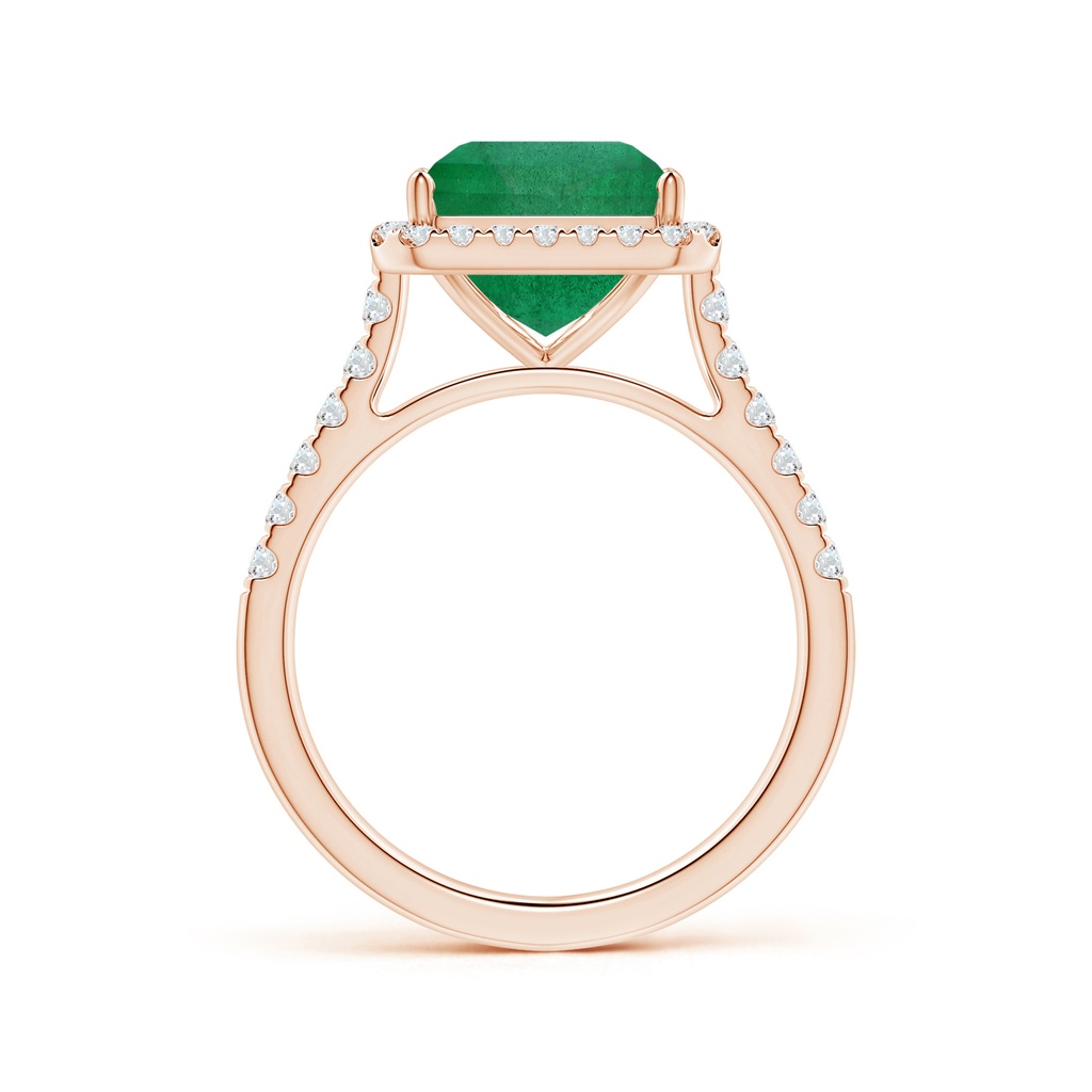 13.32x9.44x6.88mm AA GIA Certified Emerald-Cut Emerald Halo Ring with Diamonds in Rose Gold - side 199
