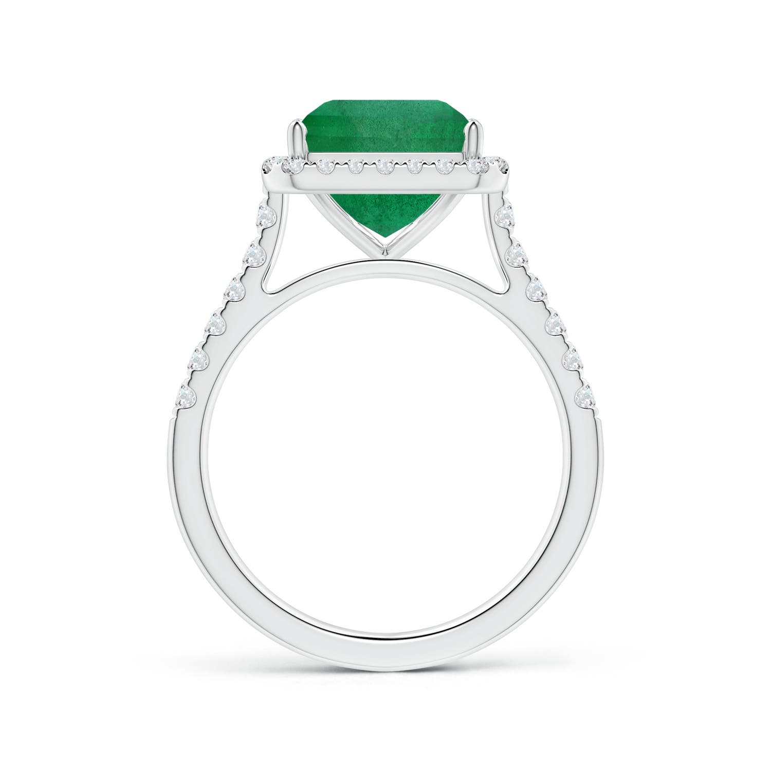 13.32x9.44x6.88mm AA GIA Certified Emerald-Cut Emerald Halo Ring with Diamonds in White Gold - side 2