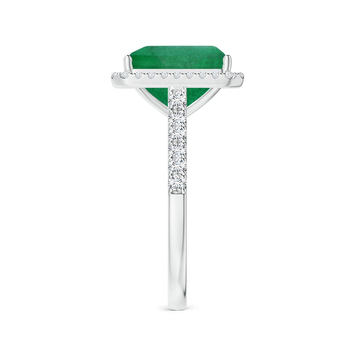 13.32x9.44x6.88mm AA GIA Certified Emerald-Cut Emerald Halo Ring with Diamonds in White Gold - side 5