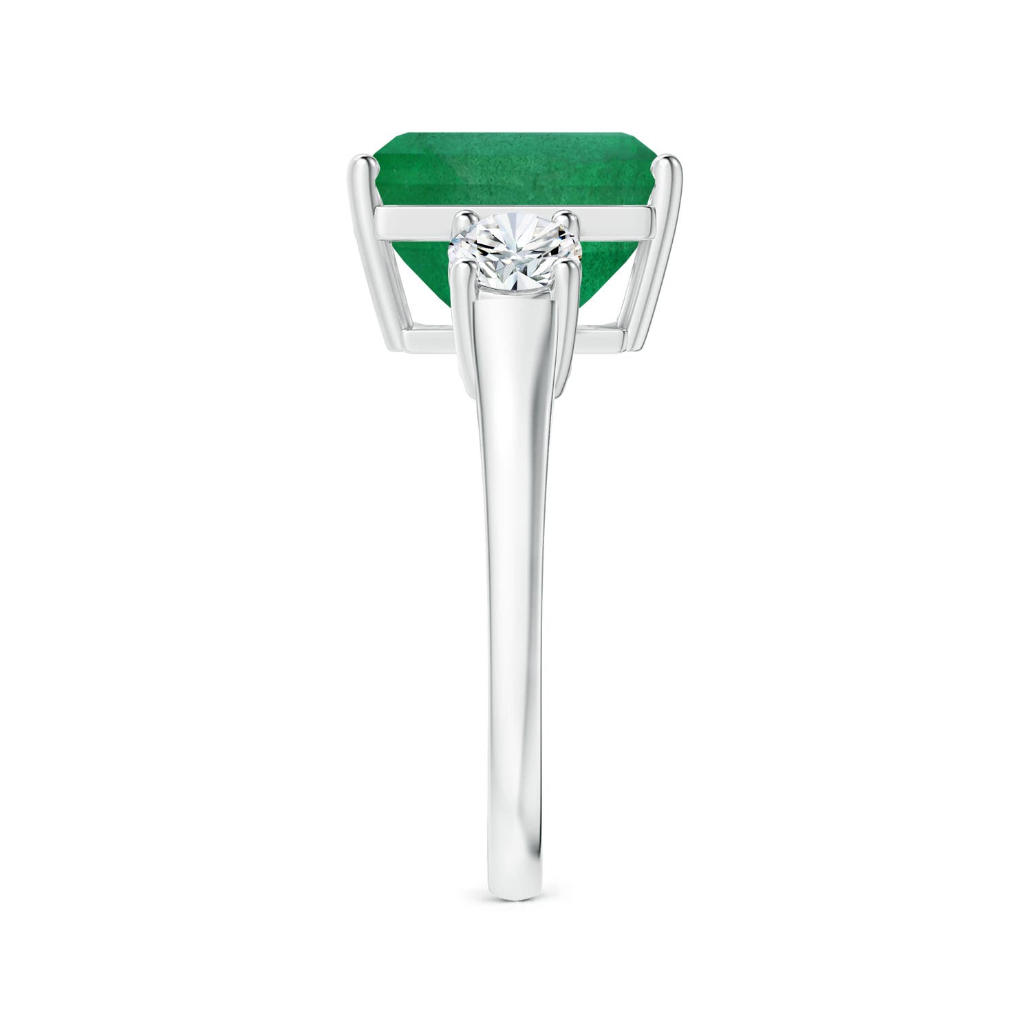 13.32x9.44x6.88mm AA GIA Certified Emerald-Cut Emerald Three-Stone Ring with Tapered Shank in White Gold - side 5