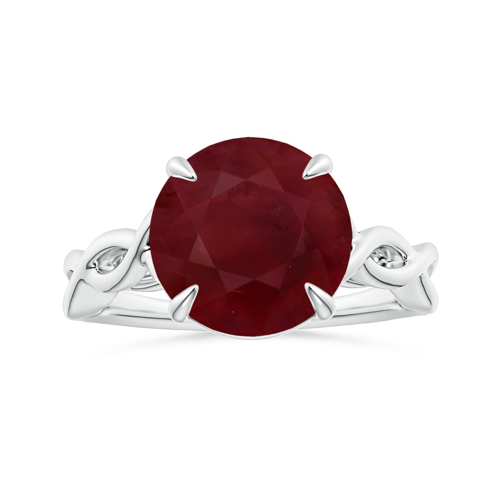 12.01x11.98x5.66mm AA Claw-Set GIA Certified Round Ruby Solitaire Ring with Twisted Shank in 18K White Gold