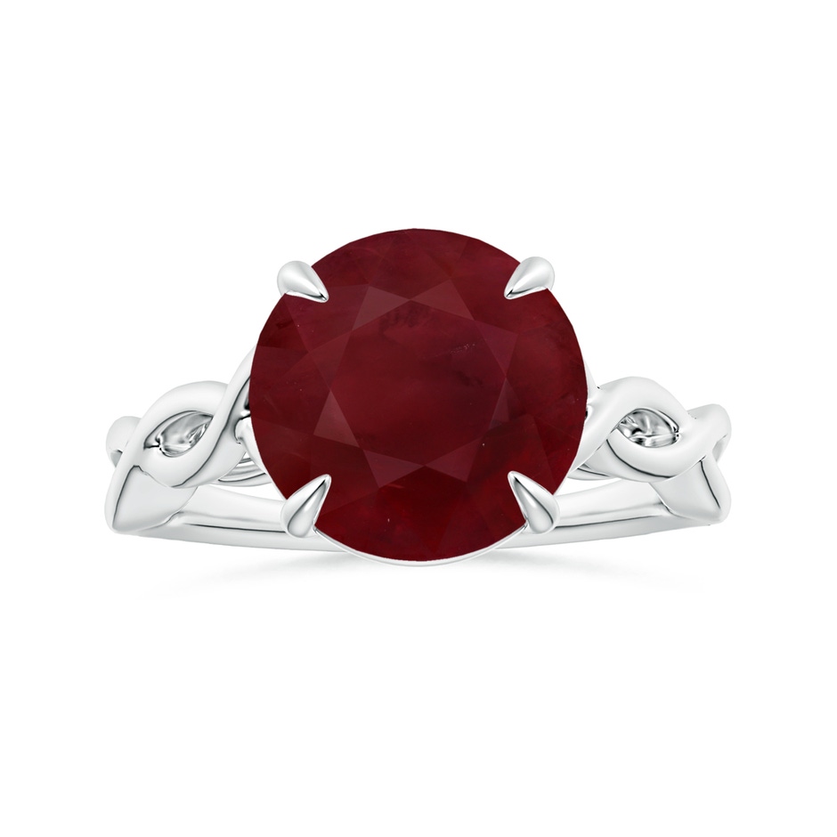 12.01x11.98x5.66mm AA Claw-Set GIA Certified Round Ruby Solitaire Ring with Twisted Shank in 18K White Gold 