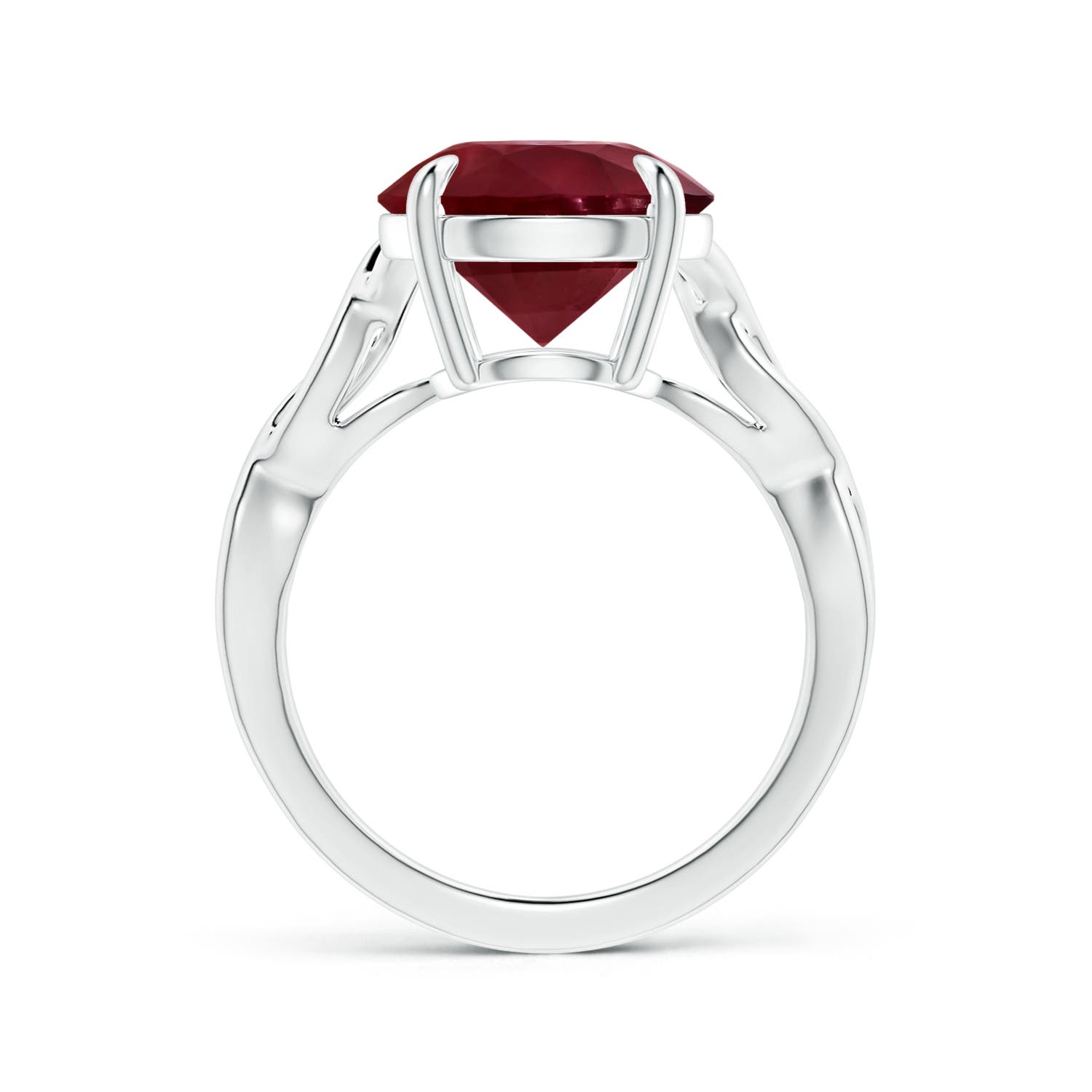 12.01x11.98x5.66mm AA Claw-Set GIA Certified Round Ruby Solitaire Ring with Twisted Shank in 18K White Gold - side 2