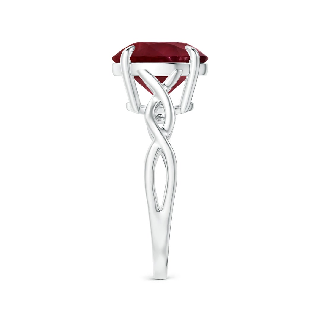 12.01x11.98x5.66mm AA Claw-Set GIA Certified Round Ruby Solitaire Ring with Twisted Shank in 18CT White Gold - side 5