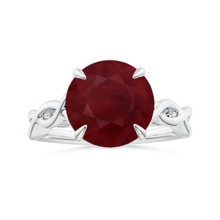 12.01x11.98x5.66mm AA Claw-Set GIA Certified Round Ruby Solitaire Ring with Twisted Shank in P950 Platinum