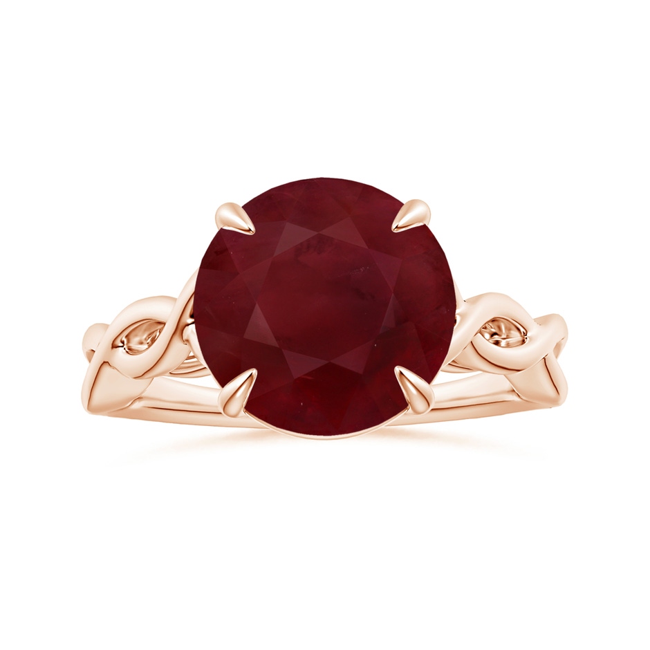 12.01x11.98x5.66mm AA Claw-Set GIA Certified Round Ruby Solitaire Ring with Twisted Shank in Rose Gold 