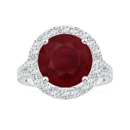 Round Ruby Side Stones Rings