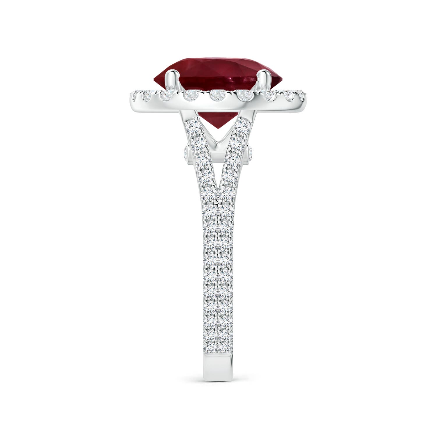 12.01x11.98x5.66mm AA GIA Certified Round Ruby Halo Split Shank Ring with Diamonds in White Gold - side 5