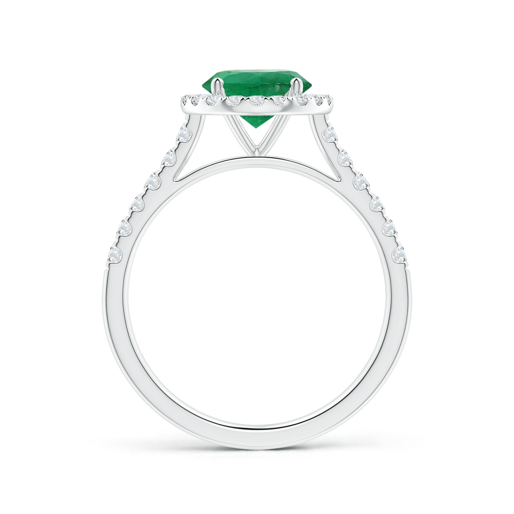 6.82x6.72x4.34mm AAA GIA Certified Round Emerald Halo Ring with Diamond in P950 Platinum Side 199