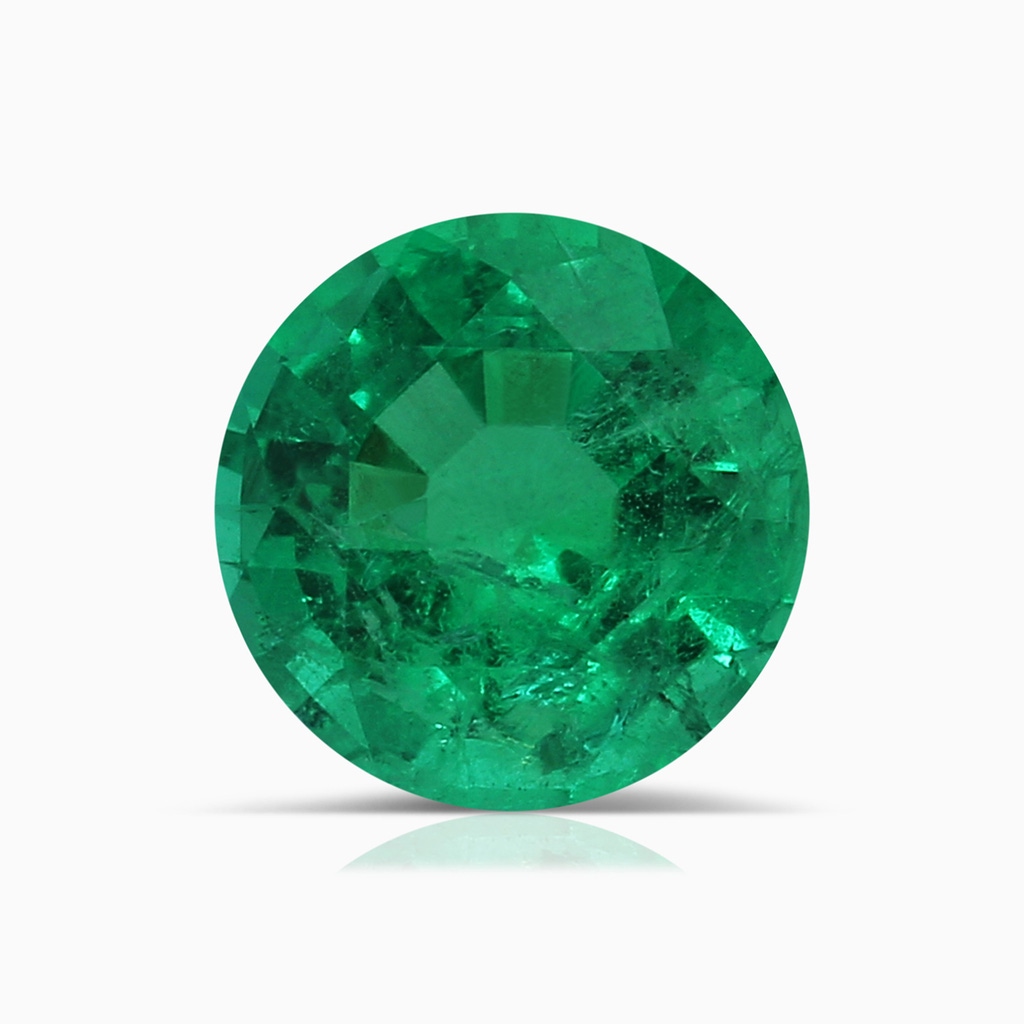 6.82x6.72x4.34mm AAA GIA Certified Round Emerald Halo Ring with Diamond in P950 Platinum Side 699