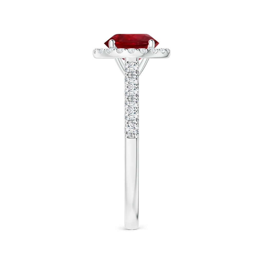 7.12x7.10x3.44mm AAAA GIA Certified Round Ruby Halo Ring with Diamond Accents in 18K White Gold Side-2