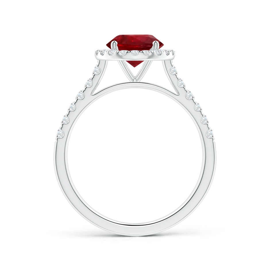 7.12x7.10x3.44mm AAAA GIA Certified Round Ruby Halo Ring with Diamond Accents in P950 Platinum side-1