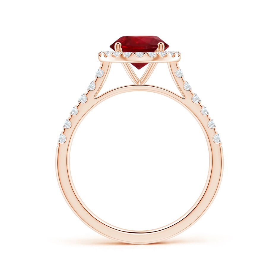 7.12x7.10x3.44mm AAAA GIA Certified Round Ruby Halo Ring with Diamond Accents in Rose Gold side-1