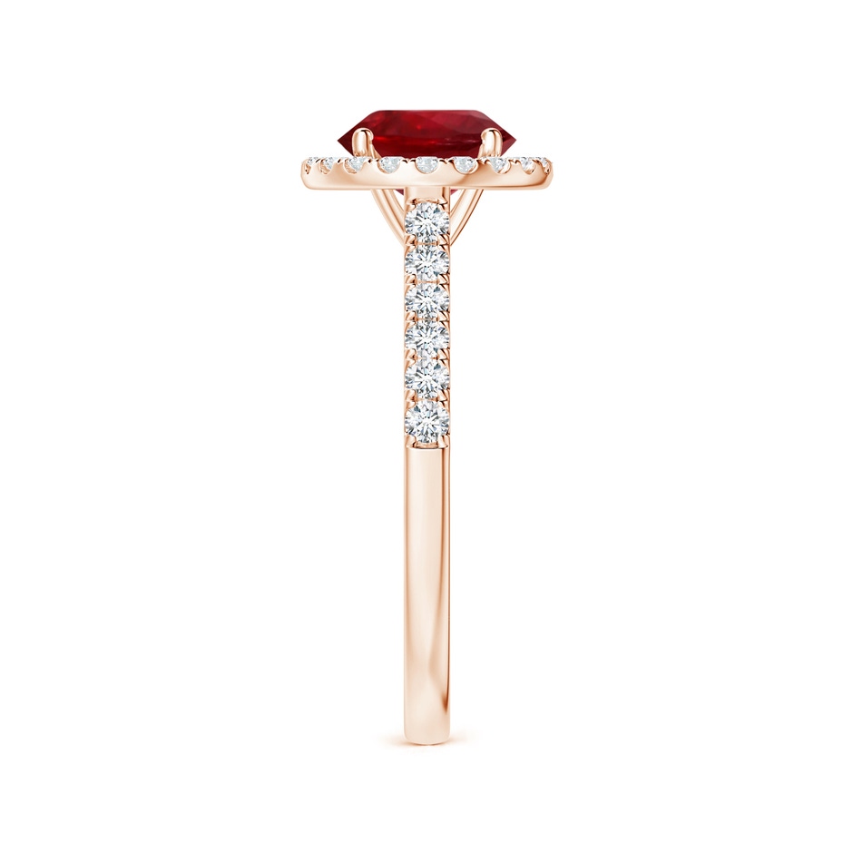 7.12x7.10x3.44mm AAAA GIA Certified Round Ruby Halo Ring with Diamond Accents in Rose Gold side-2