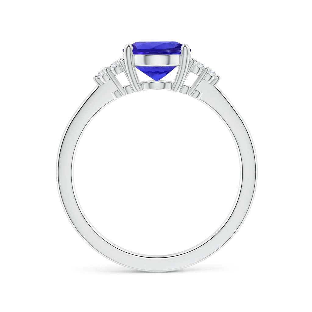 10.06x8.01x5.44mm AAAA GIA Certified Oval Tanzanite Reverse Tapered Shank Ring with Side Diamonds in P950 Platinum Side 199