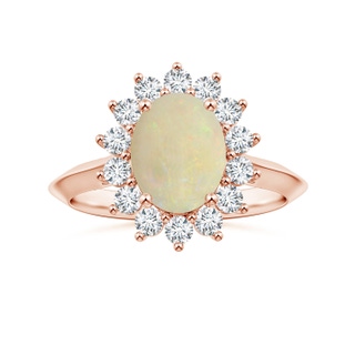 9.93x8.04x3.07mm AAA Princess Diana Inspired GIA Certified Oval Opal Knife-Edge Ring with Halo in 18K Rose Gold