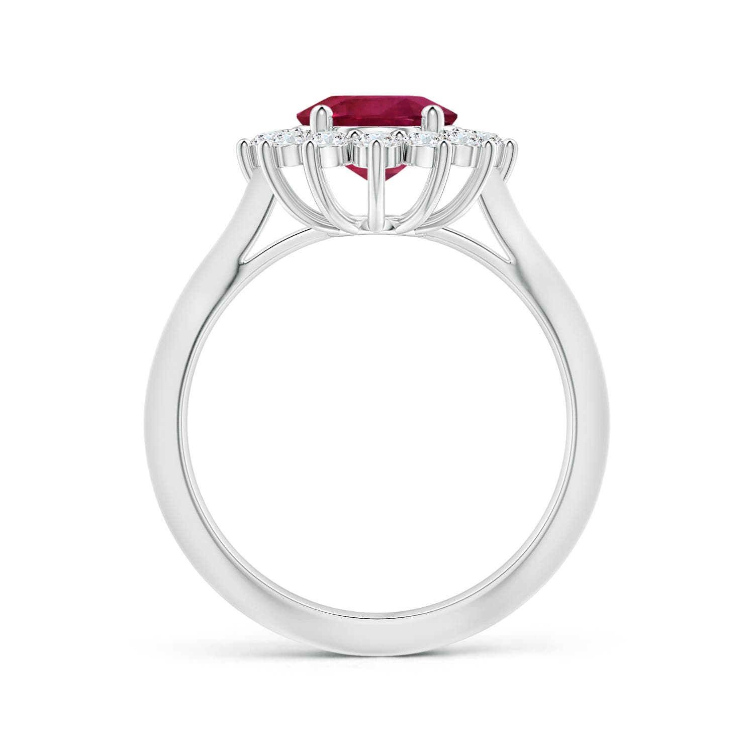 10.15x7.75x5.09mm AAA Princess Diana Inspired GIA Certified Oval Pink Sapphire Knife-Edge Shank Ring in 18CT White Gold - side 2