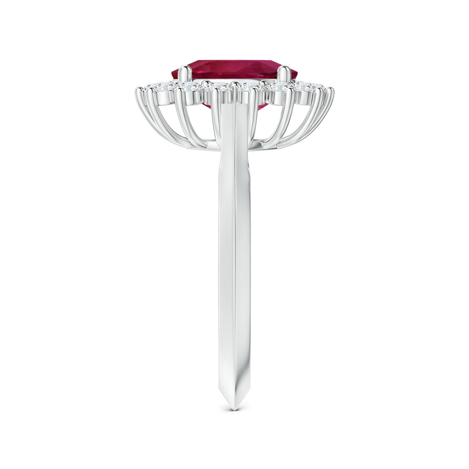 10.15x7.75x5.09mm AAA Princess Diana Inspired GIA Certified Oval Pink Sapphire Knife-Edge Shank Ring in 18CT White Gold - side 5