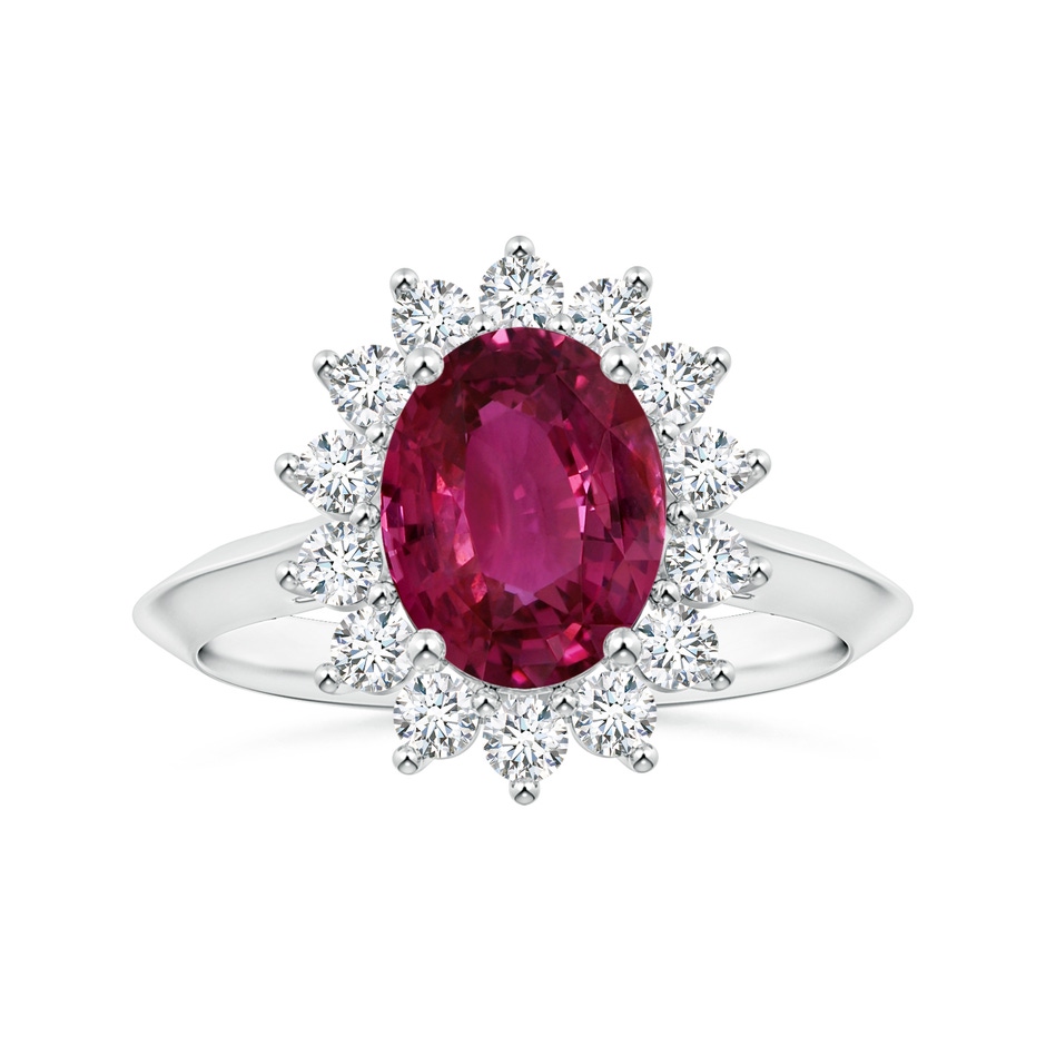 10.15x7.75x5.09mm AAA Princess Diana Inspired GIA Certified Oval Pink Sapphire Knife-Edge Shank Ring in P950 Platinum 