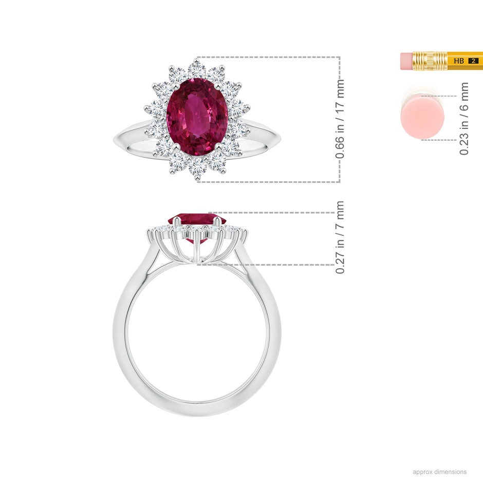 10.15x7.75x5.09mm AAA Princess Diana Inspired GIA Certified Oval Pink Sapphire Knife-Edge Shank Ring in P950 Platinum ruler