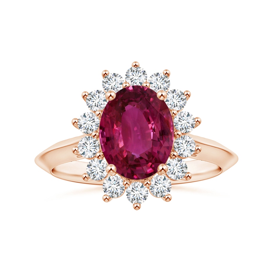 10.15x7.75x5.09mm AAA Princess Diana Inspired GIA Certified Oval Pink Sapphire Knife-Edge Shank Ring in Rose Gold 