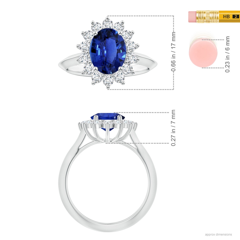10.11x8.15x4.84mm AAAA GIA Certified Princess Diana Inspired Oval Sapphire Knife-Edge Shank Ring in P950 Platinum ruler