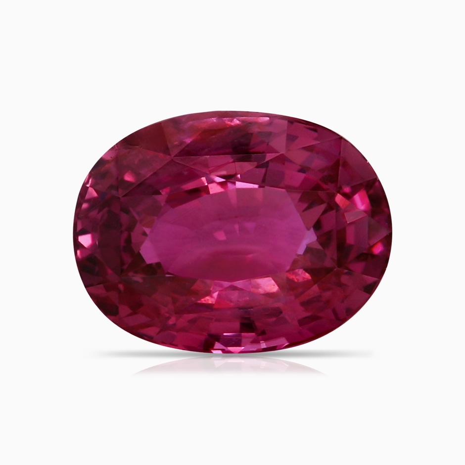 10.15x7.75x5.09mm AAA Prong-Set GIA Certified Oval Pink Sapphire Ring with Diamonds in 18K White Gold stone