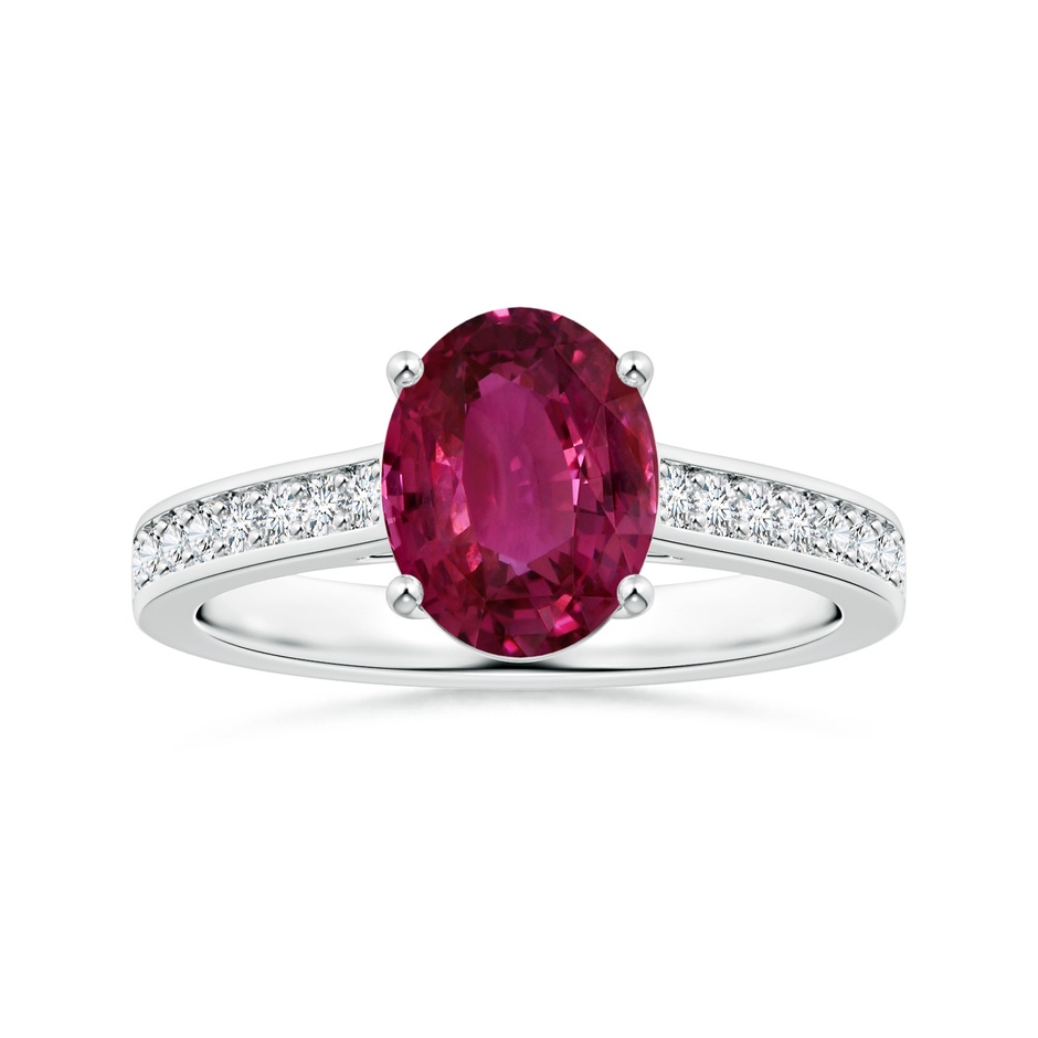 10.15x7.75x5.09mm AAA Prong-Set GIA Certified Oval Pink Sapphire Ring with Diamonds in P950 Platinum 